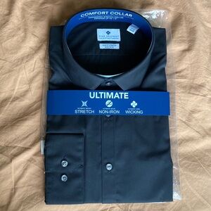 Ryan Seacrest Distinction - Black Dress Shirt - Slim Fit - S34/35, 17.5